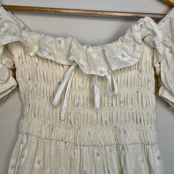 R.Vivimos Milkmaid Puff Sleeve Floral Ruffled Coquette Swing Mini Dress Size 0/2 - Picture 2 of 12